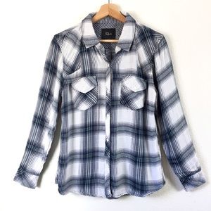 Rails Plaid Blue Button Front Cotton Shirt Sz S